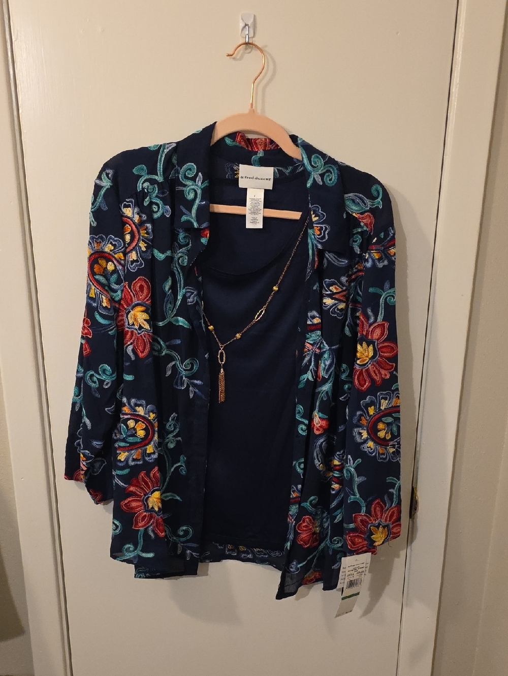 Alfred Dunner Saratoga Springs Womens Round Neck 3/4 Sleeve Layered Top - Picture 5 of 9